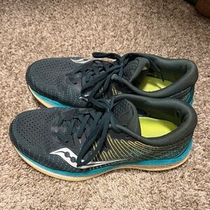 Saucony Black, Teal & Yellow Men’s Athletic Running Shoes